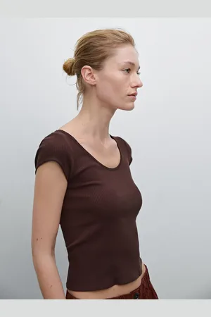 Massimo Dutti Maglietta Con Merletto In Cotone