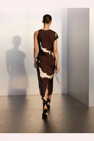Massimo Dutti Gonna Midi Stampata Con Dettaglio In Tessuto
