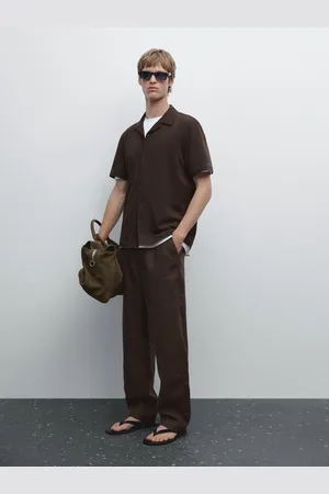 Massimo Dutti Camicia A Maniche Corte In Misto Lino