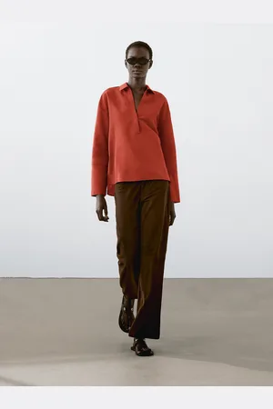 Massimo Dutti Camicetta Con Collo A Polo In Misto Lino