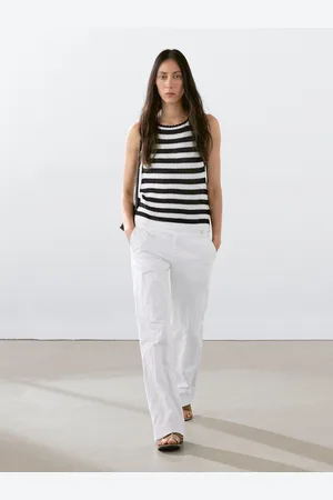 Massimo Dutti Top In Maglia A Righe Con Bordini A Contrasto