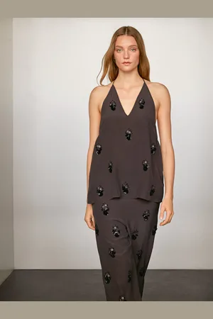 Massimo Dutti Pantaloni Morbidi Con Applicazioni Floreali