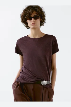 Massimo Dutti Maglietta A Maniche Corte 100% Lino