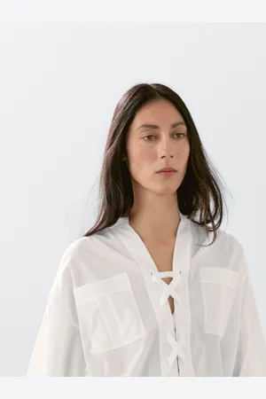 Massimo Dutti Camicetta Con Collo Alla Coreana E Allacciatura