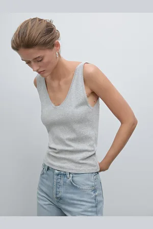 Massimo Dutti Top Con Dettaglio In Pizzo In Misto Cotone