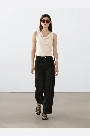Massimo Dutti Jeans Wide Leg A Vita Alta Con Tagli