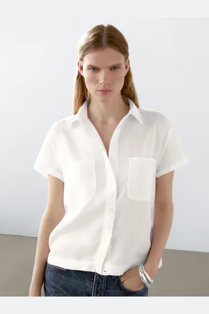 Massimo Dutti Camicia A Maniche Corte 100% Lino