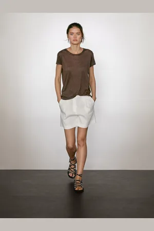 Massimo Dutti Maglietta A Maniche Corte 100% Lino