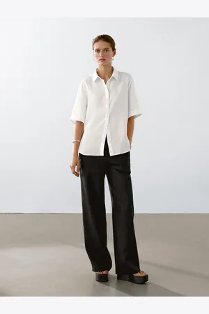 Massimo Dutti Camicia A Maniche Corte 100% Lino