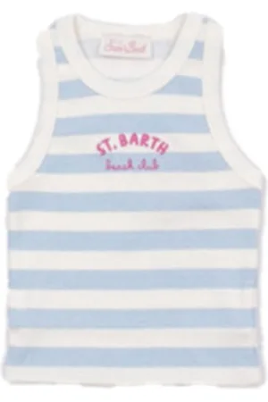 MC2 SAINT BARTH Canotta Bambina Blue jr beach club stripes