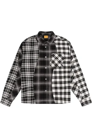 DIME Dime Triple Plaid Shirt camicione in flanella a quadri unisex - Black M