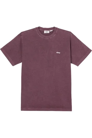Obey Lowercase pigment t-shirt con effetto vintage da uomo - pigment plum perfect M