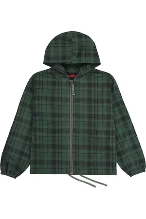 Pleasures Dedicate plaid zip poncho hoodie felpa in cotone con zip e cappuccio - check M