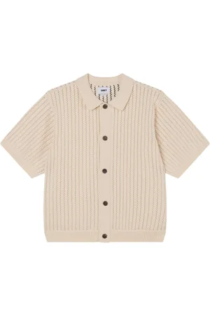 Obey Dez sweater shirt cardigan maniche corte con colletto - umbleached M