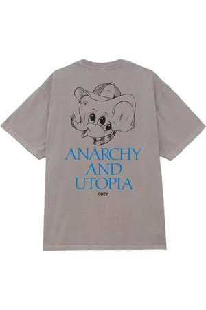 Obey Anarchy & Utopia t-shirt con grafica - pigment silver M