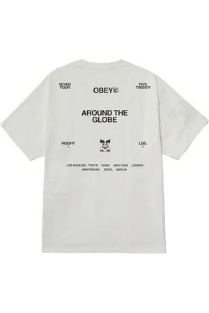 Obey Around the globe t-shirt con grafica - pigment vintage white XL