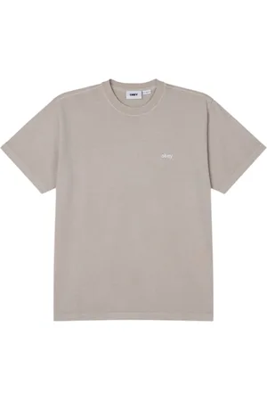 Obey Lowercase t-shirt slavata con logo ricamato - pigment silver M