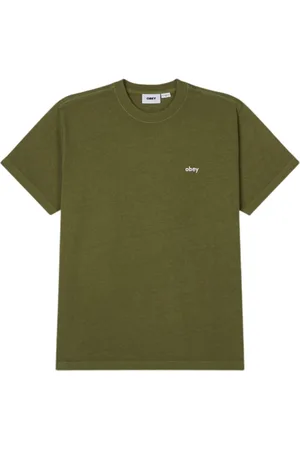 Obey Lowercase t-shirt slavata con logo ricamato - pigment moss M