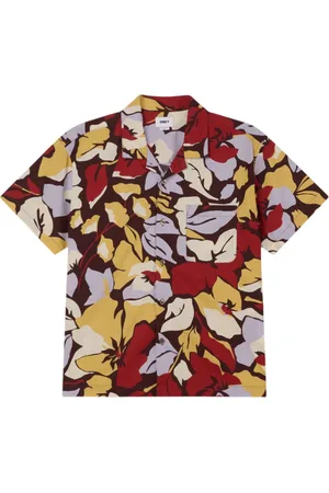 Obey Maxwell cuban shirt camicia hawaiana maniche corte - chocolate multi M