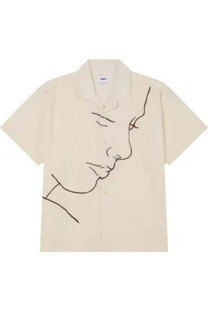 Obey Frances shirt camicia in lino maniche corte con grafica - umbleached multi M