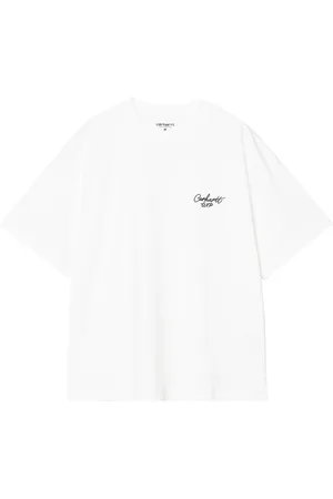 Carhartt Signature script t-shirt boxy fit con ricamo - White/black XS