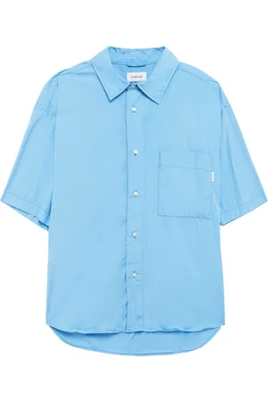 AMISH Supplies Dropped popeline shirt camicia maniche corte oversize - Dyed sky M