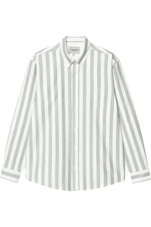 Carhartt Dillion stripe shirt camicione a righe maniche lunghe - Park/White S