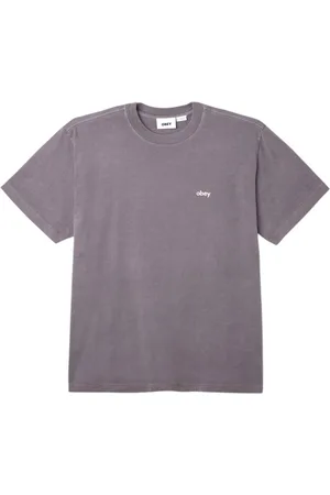 Obey Lowercase t-shirt slavata con logo ricamato - pigment digital black M