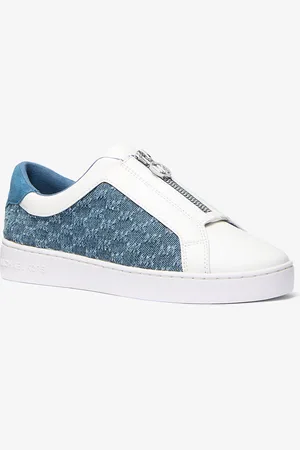 Michael Kors MK Sneaker Keaton in denim e pelle con logo in rilievo e zip