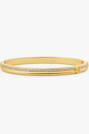 Michael Kors MK Bracciale rigido in ottone placcato in metallo prezioso con pavé