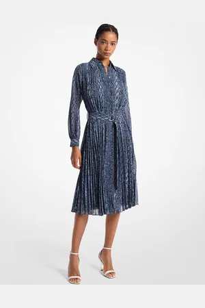 Michael Kors MK Abito chemisier a pieghe in georgette stampa serpente