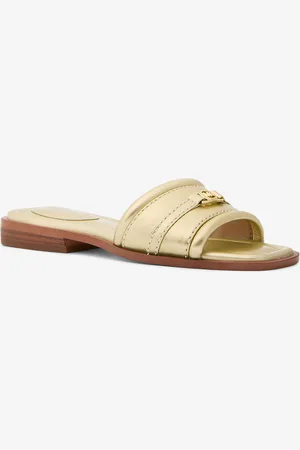 Michael Kors MK Sandalo slide Mandy in pelle metallizzata