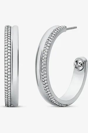Michael Kors MK Orecchini a cerchio in ottone placcato in metallo prezioso con pavé