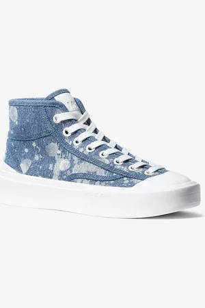 Michael Kors MK Sneaker alta Jude in denim effetto macchiato