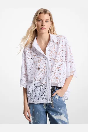 Michael Kors MK Camicia in pizzo floreale cordonato con borchie