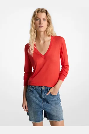 Michael Kors MK Pullover in misto seta con scollo a V