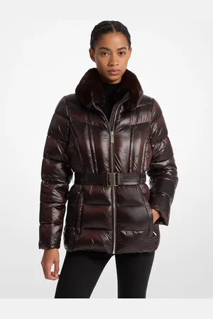 Michael Kors MK Piumino corto trapuntato ripiegabile in nylon con finiture in pelliccia sintetica