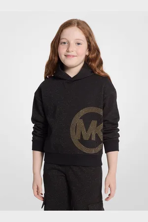 Michael Kors MK Felpa con cappuccio in maglia metallizzata con logo e borchie