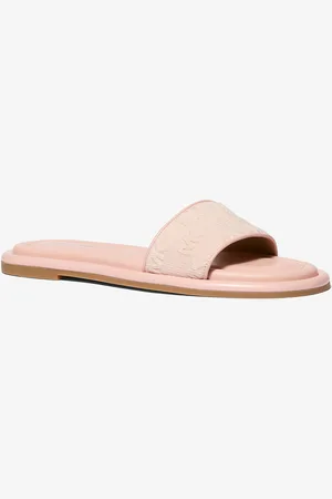 Michael Kors MK Sandalo slide Dana in denim con logo in rilievo