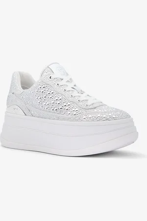 Michael Kors MK Sneaker Hayes in misto lino con plateau e borchie