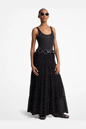 Michael Kors MK Gonna lunga a balze in georgette con borchie