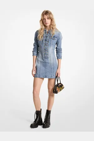 Michael Kors MK Miniabito in denim stretch con lacci