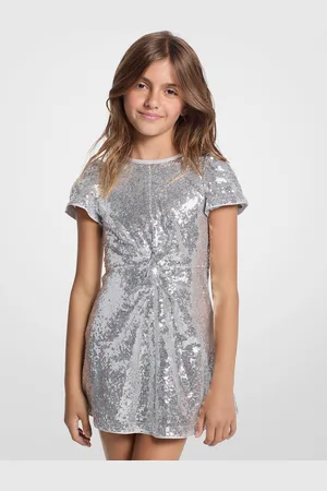 Michael Kors MK Abito a maniche corte con paillettes e nodo frontale