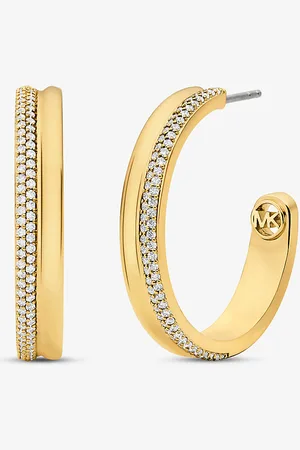 Michael Kors MK Orecchini a cerchio in ottone placcato in metallo prezioso con pavé
