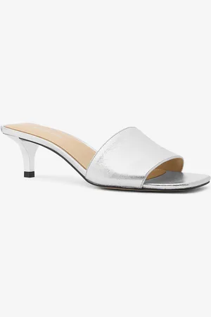 Michael Kors MK Sandalo Merriam con mezzo tacco in pelle metallizzata