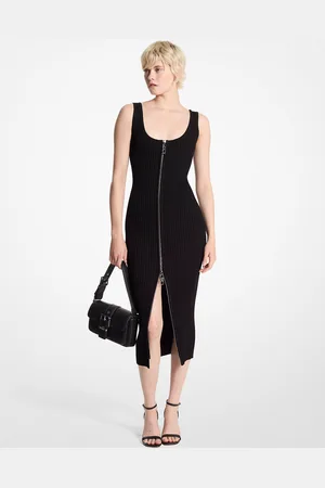 Michael Kors MK Abito in maglia stretch a coste con zip