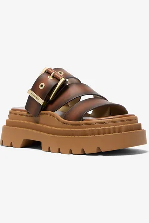 Michael Kors MK Sandalo Colby in pelle brunita con plateau
