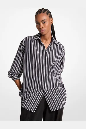 Michael Kors MK Camicia boyfriend in seta crêpe de chine a righe