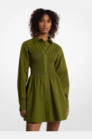 Michael Kors MK Abito chemisier in popeline di cotone stretch con punto smock