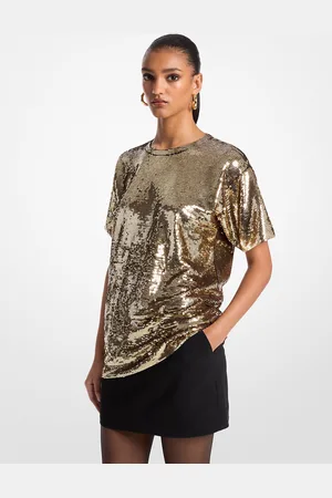 Michael Kors MK T-shirt oversize in jersey con paillettes